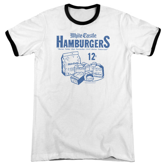 White Castle 12 Cents Heather Ringer Mens T Shirt White Black