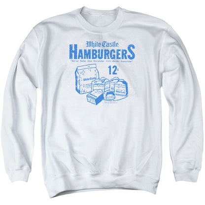 White Castle 12 Cents Mens Crewneck Sweatshirt White