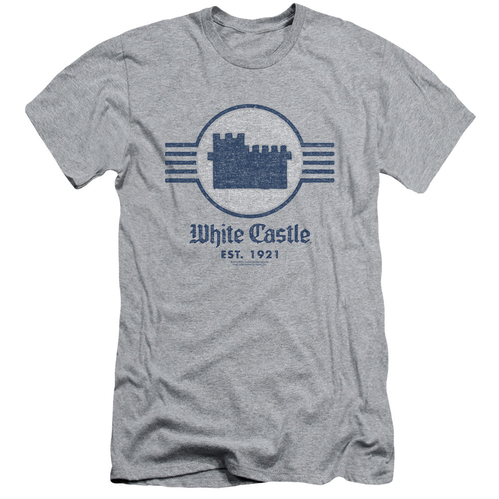 White Castle Emblem Slim Fit Mens T Shirt Athletic Heather