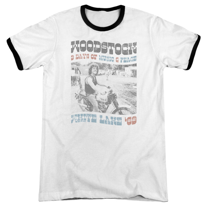Woodstock Rider Heather Ringer Mens T Shirt White