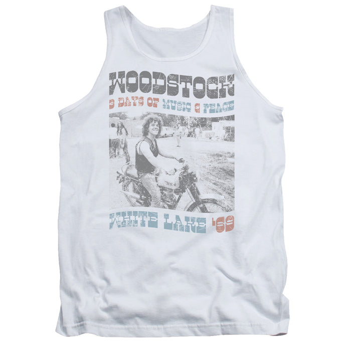 Woodstock Rider Mens Tank Top Shirt White