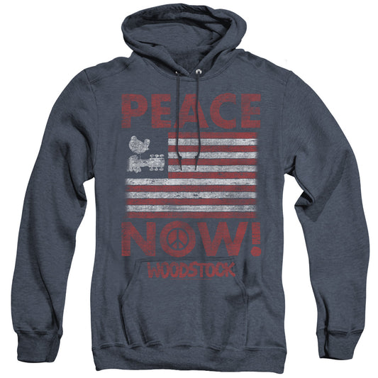 Woodstock Peace Now Heather Mens Hoodie Navy Blue