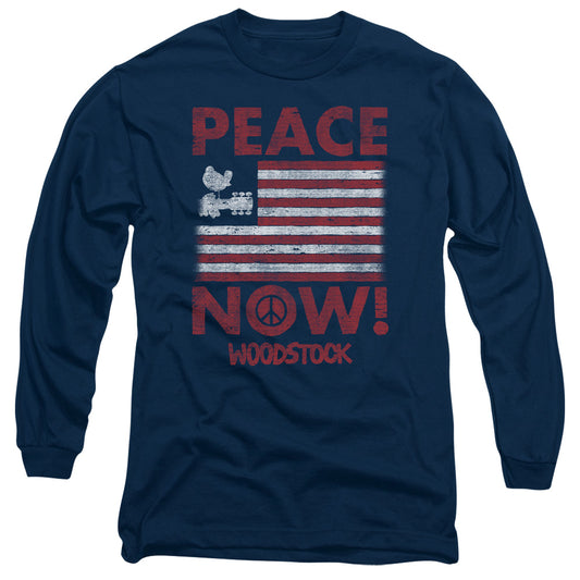 Woodstock Peace Now Mens Long Sleeve Shirt Navy Blue