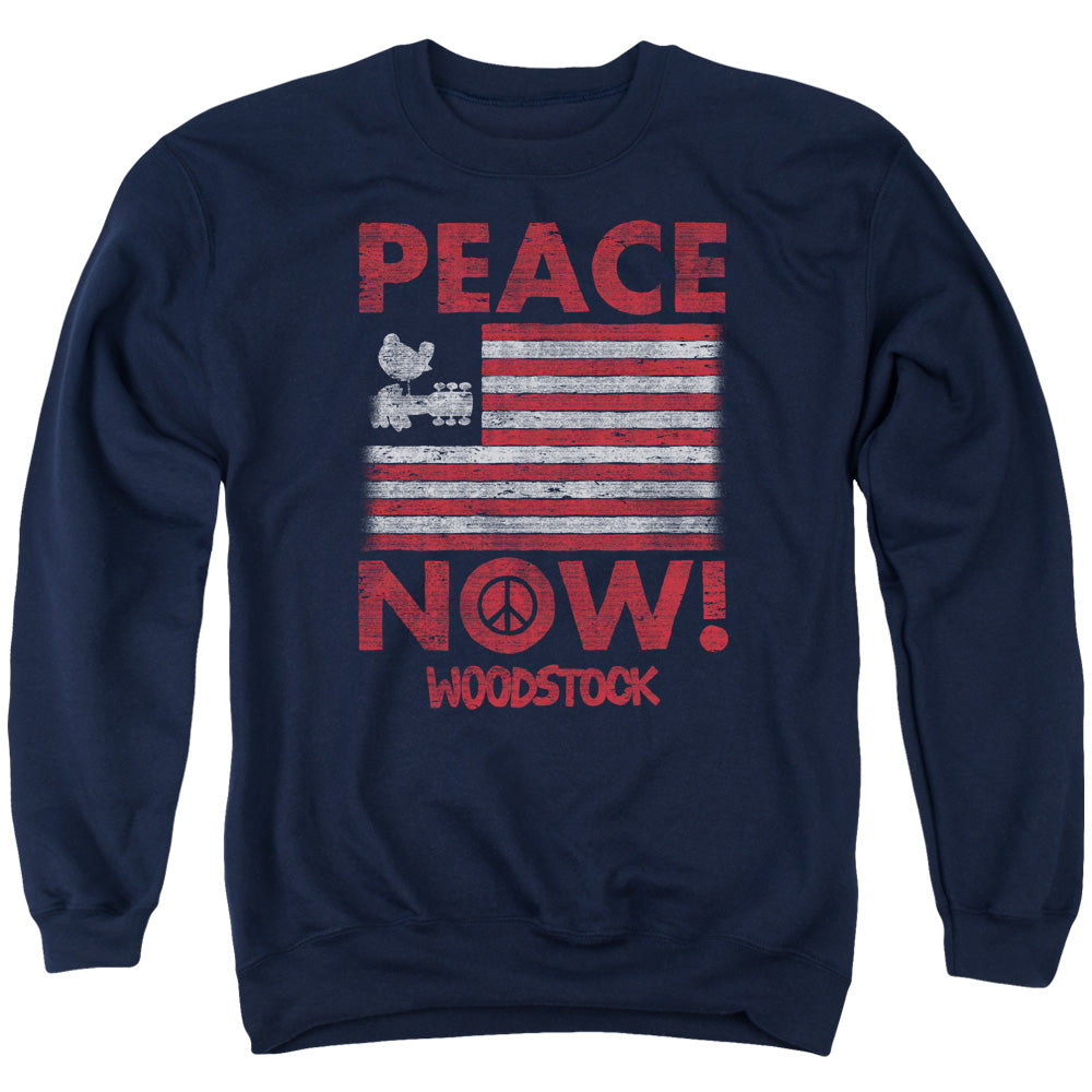 Woodstock Peace Now Mens Crewneck Sweatshirt Navy Blue