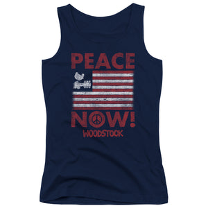 Woodstock Peace Now Womens Tank Top Shirt Navy Blue