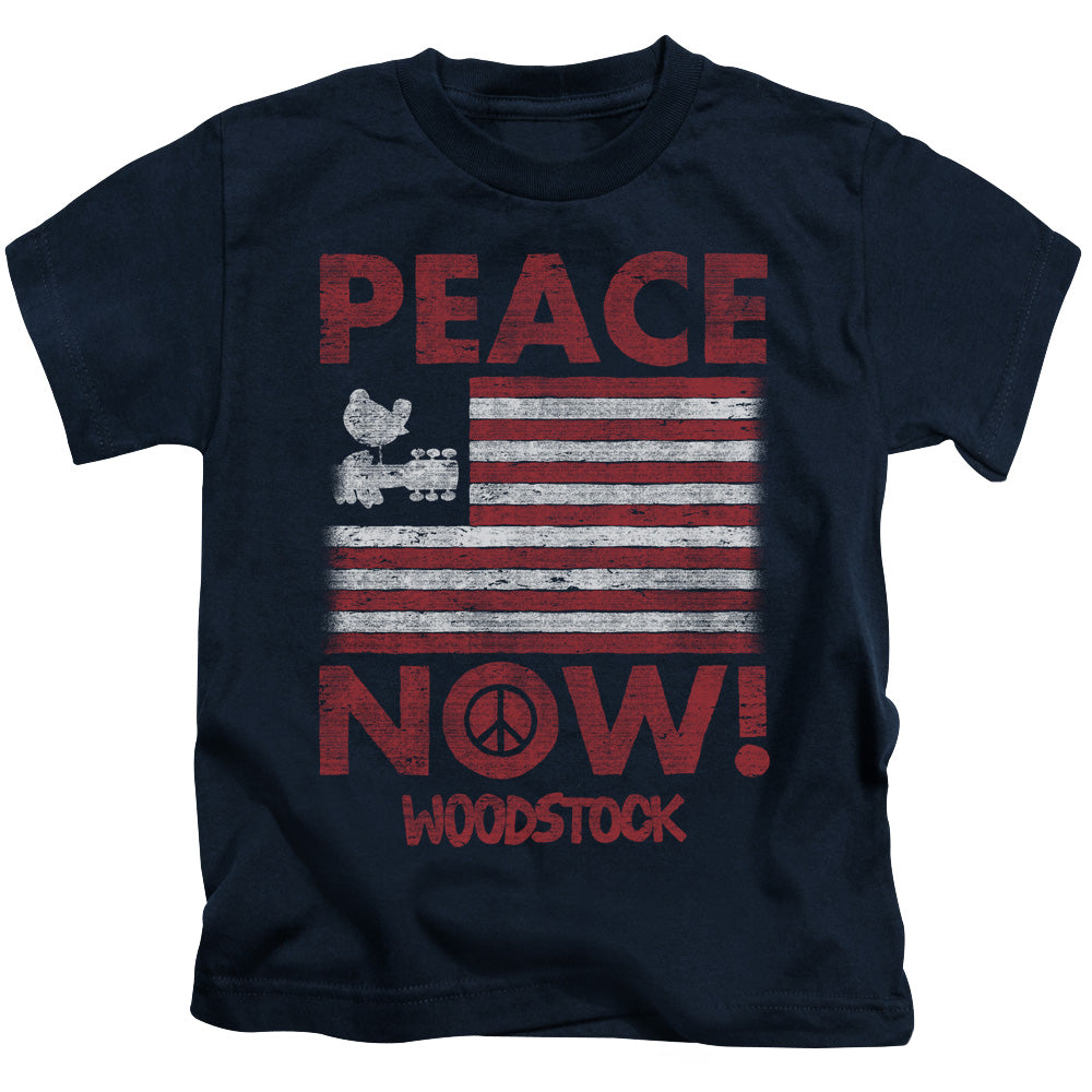 Woodstock Peace Now Juvenile Kids Youth T Shirt Navy Blue