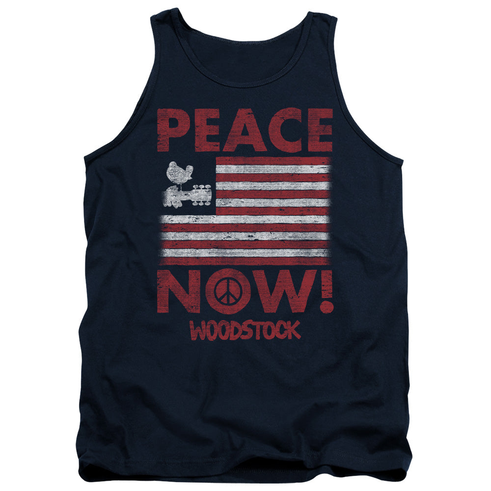 Woodstock Peace Now Mens Tank Top Shirt Navy Blue