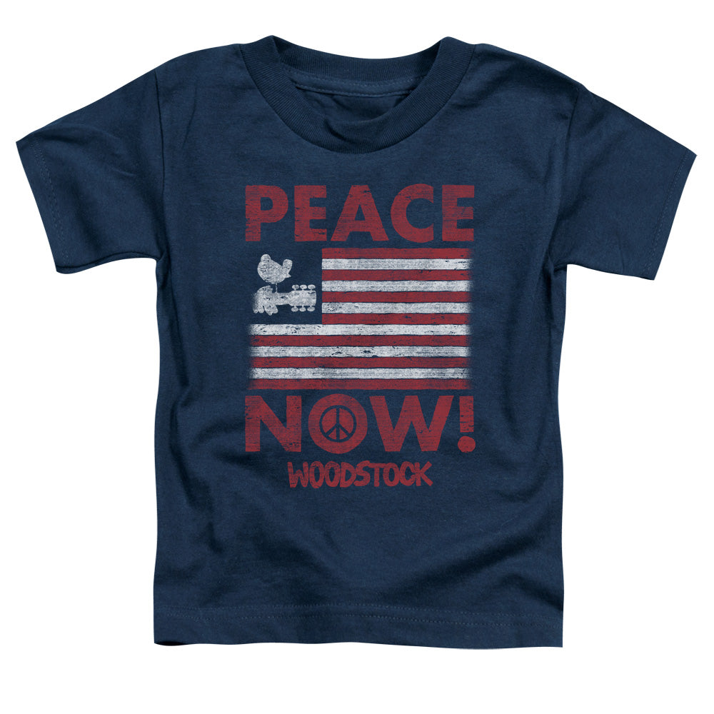 Woodstock Peace Now Toddler Kids Youth T Shirt Navy Blue