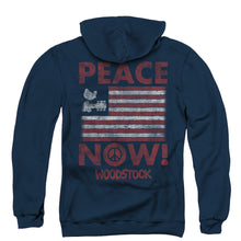 Load image into Gallery viewer, Woodstock Peace Now Back Print Zipper Mens Hoodie Navy Blue