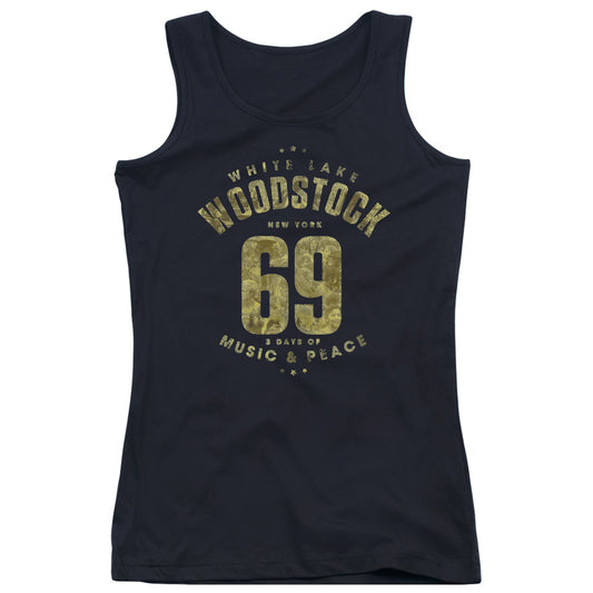 Woodstock White Lake Womens Tank Top Shirt Black