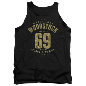 Woodstock White Lake Mens Tank Top Shirt Black