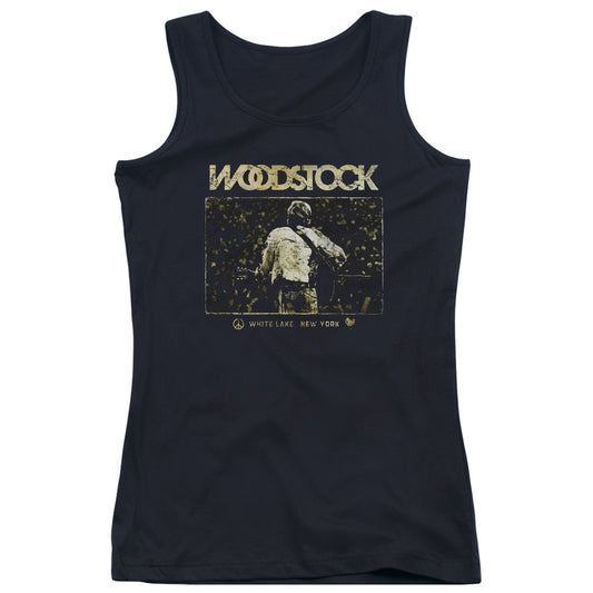 Woodstock White Lake Crowd Womens Tank Top Shirt Black