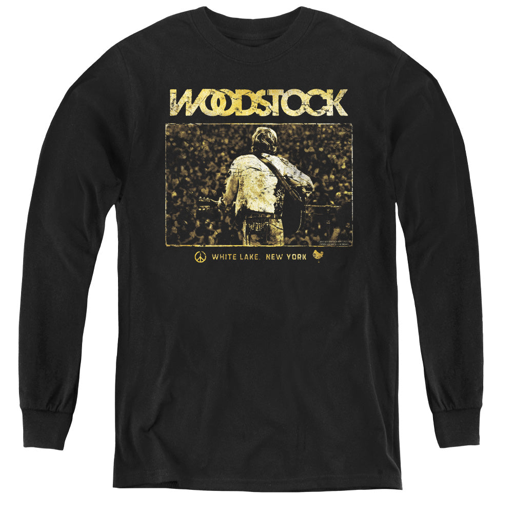 Woodstock White Lake Crowd Long Sleeve Kids Youth T Shirt Black