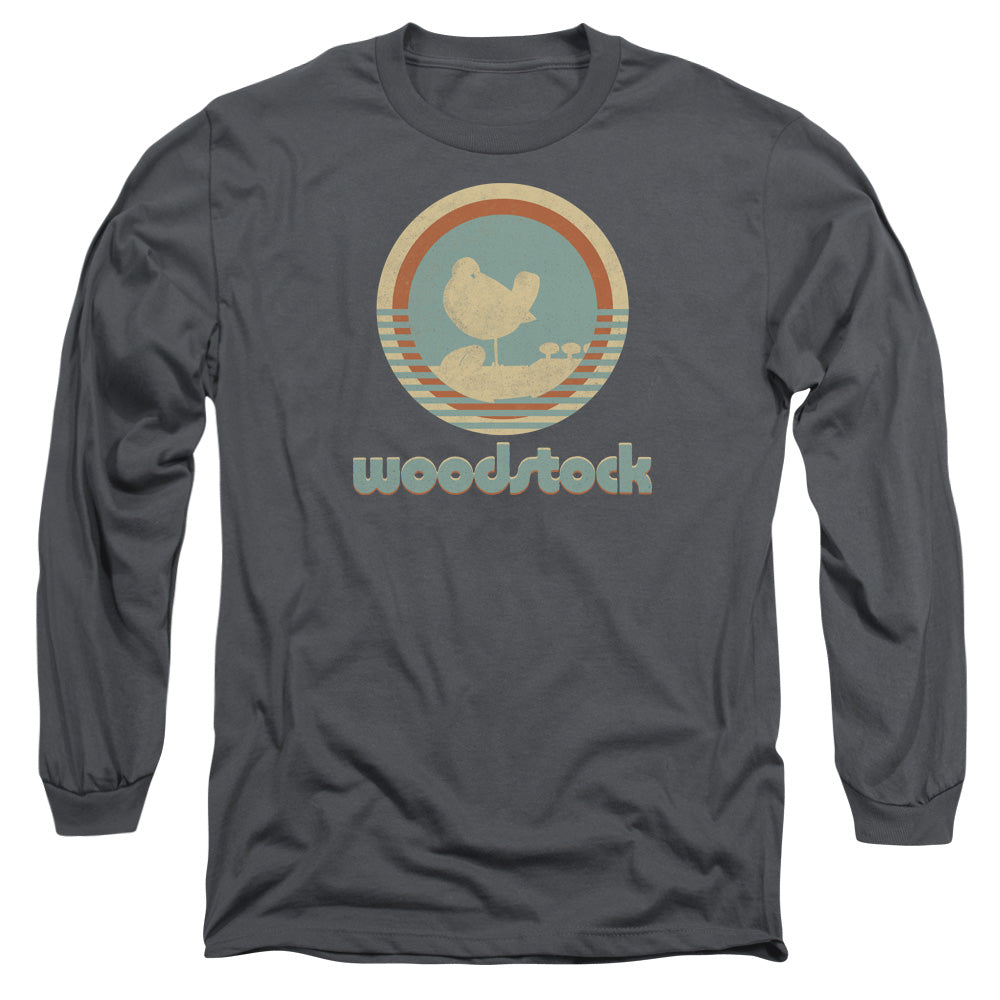 Woodstock Bird Circle Mens Long Sleeve Shirt Charcoal