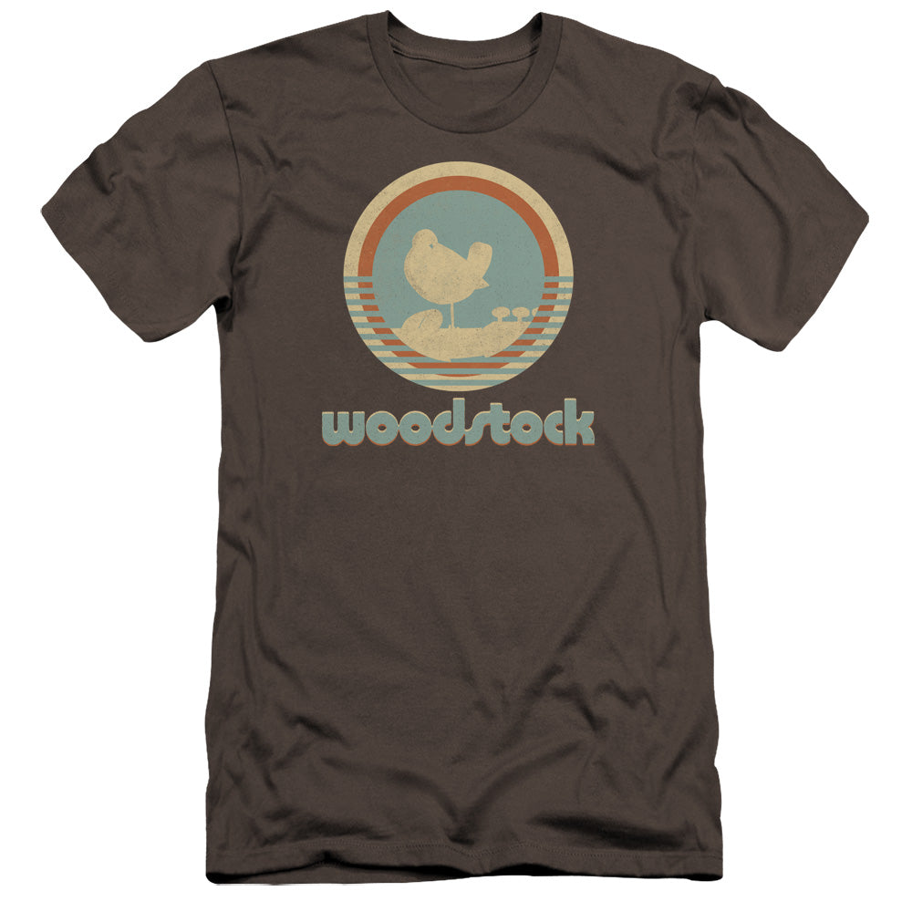 Woodstock Bird Circle Premium Bella Canvas Slim Fit Mens T Shirt Charcoal