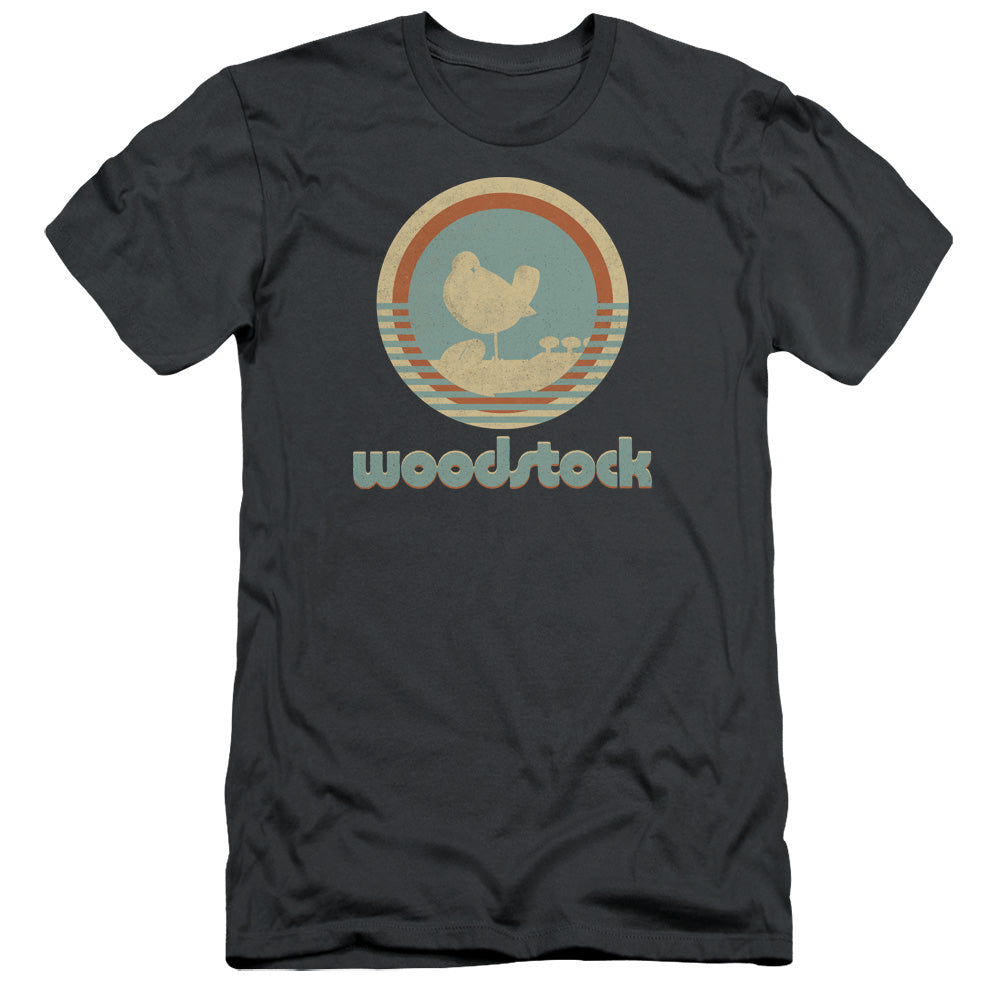 Woodstock Bird Circle Slim Fit Mens T Shirt Charcoal