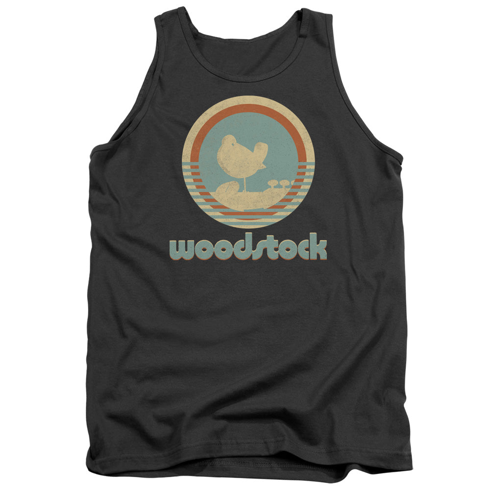 Woodstock Bird Circle Mens Tank Top Shirt Charcoal