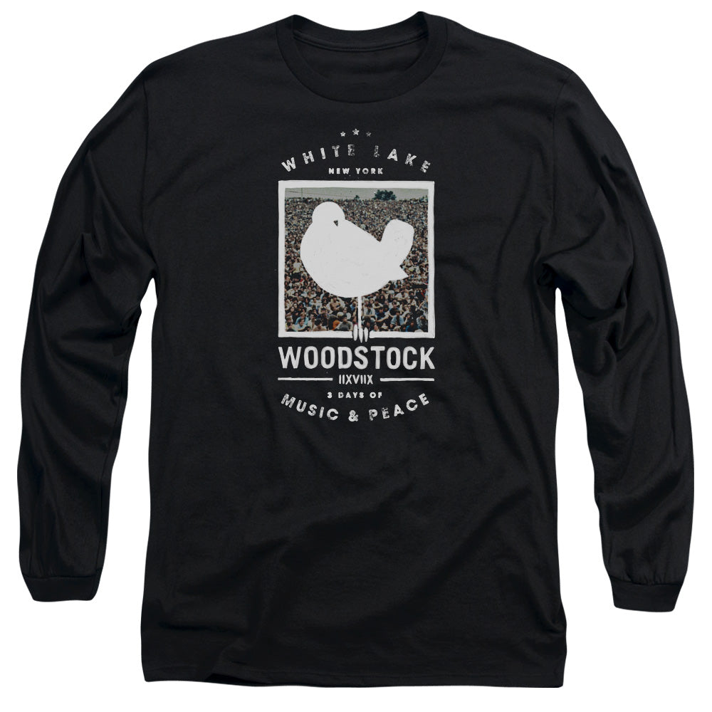 Woodstock Birds Eye View Mens Long Sleeve Shirt Black