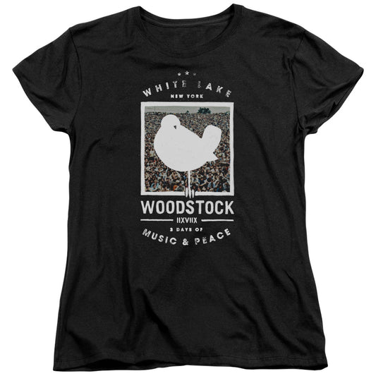 Woodstock Birds Eye View Womens T Shirt Black