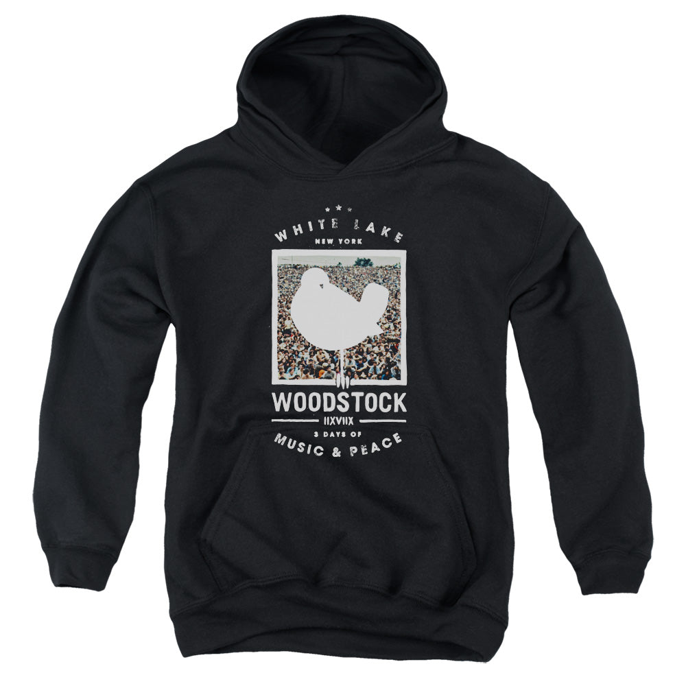 Woodstock Birds Eye View Kids Youth Hoodie Black