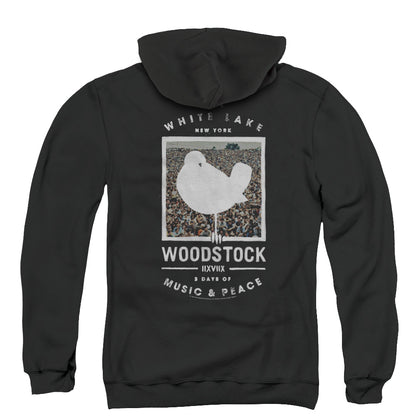 Woodstock Birds Eye View Back Print Zipper Mens Hoodie Black