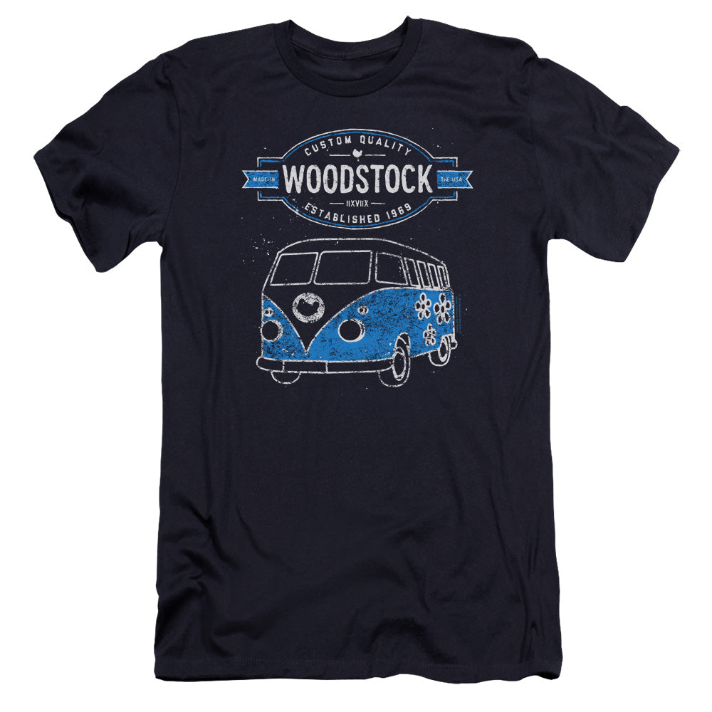 Woodstock Van Premium Bella Canvas Slim Fit Mens T Shirt Navy Blue