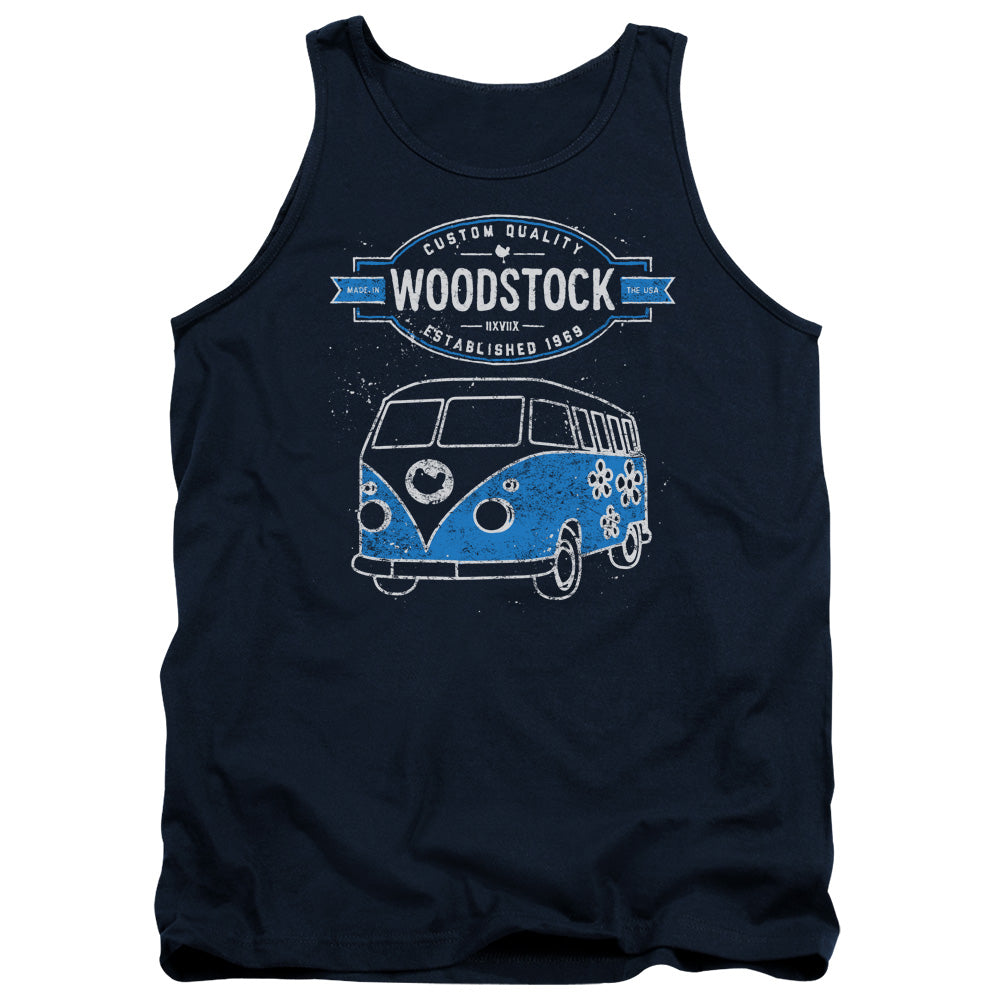 Woodstock Van Mens Tank Top Shirt Navy Blue