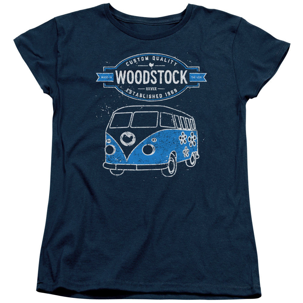 Woodstock Van Womens T Shirt Navy Blue