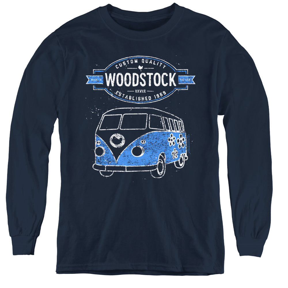 Woodstock Van Long Sleeve Kids Youth T Shirt Navy Blue