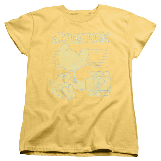 Woodstock Liney Logo Womens T Shirt Yellow