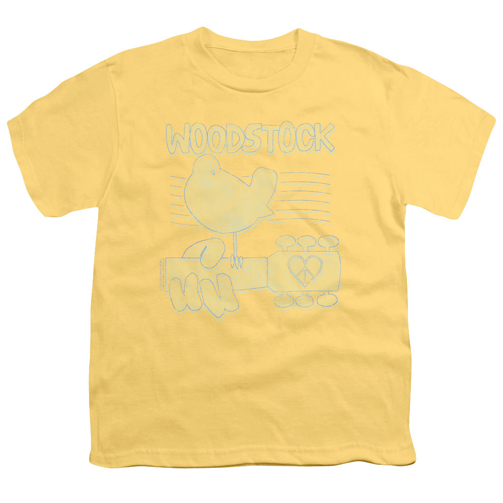 Woodstock Liney Logo Kids Youth T Shirt Yellow