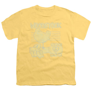 Woodstock Liney Logo Kids Youth T Shirt Yellow