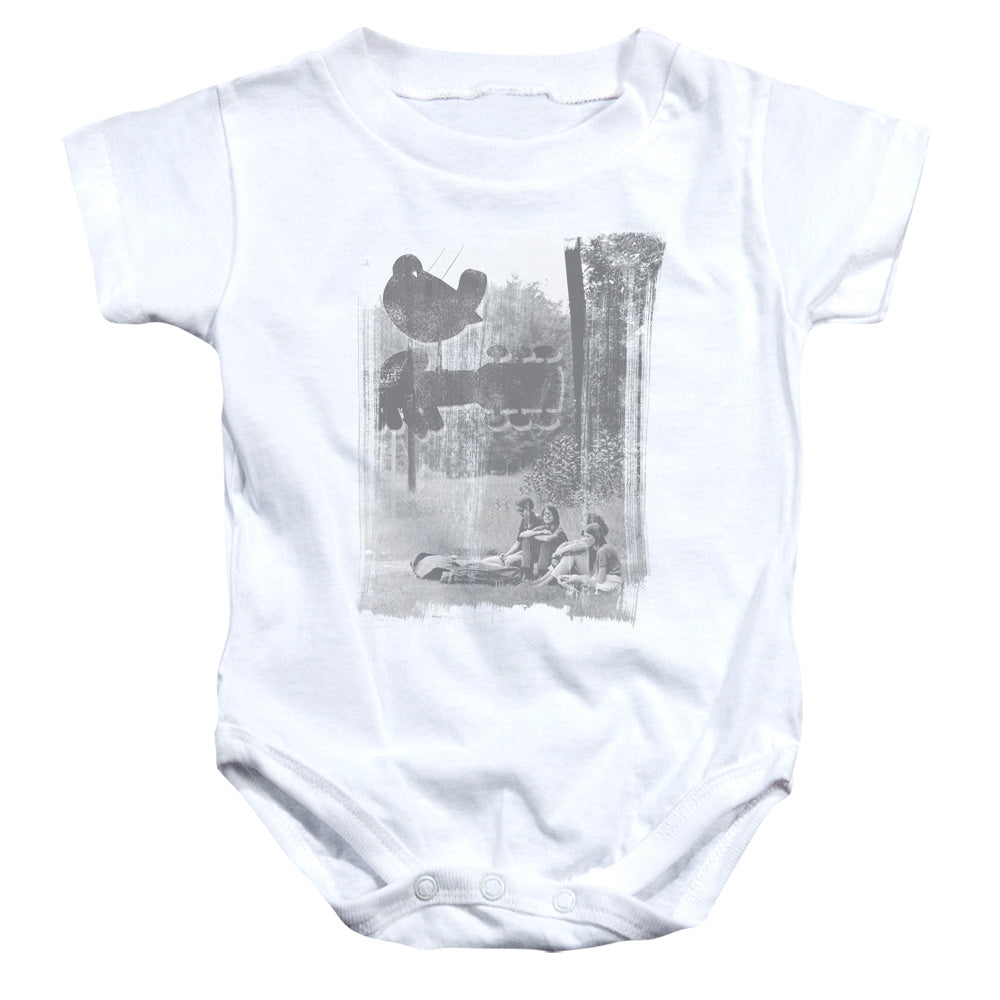 Woodstock Hippies In A Field Infant Baby Snapsuit White