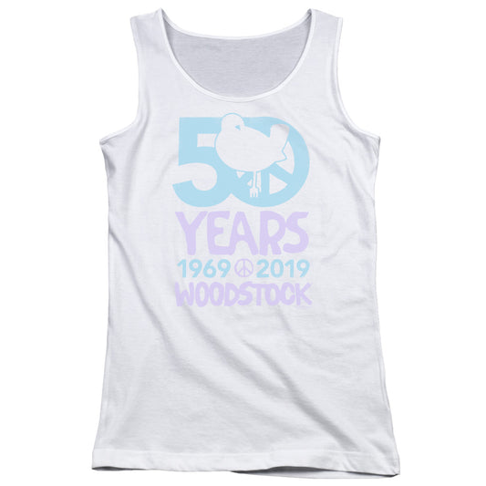 Woodstock 50 Simple Womens Tank Top Shirt White