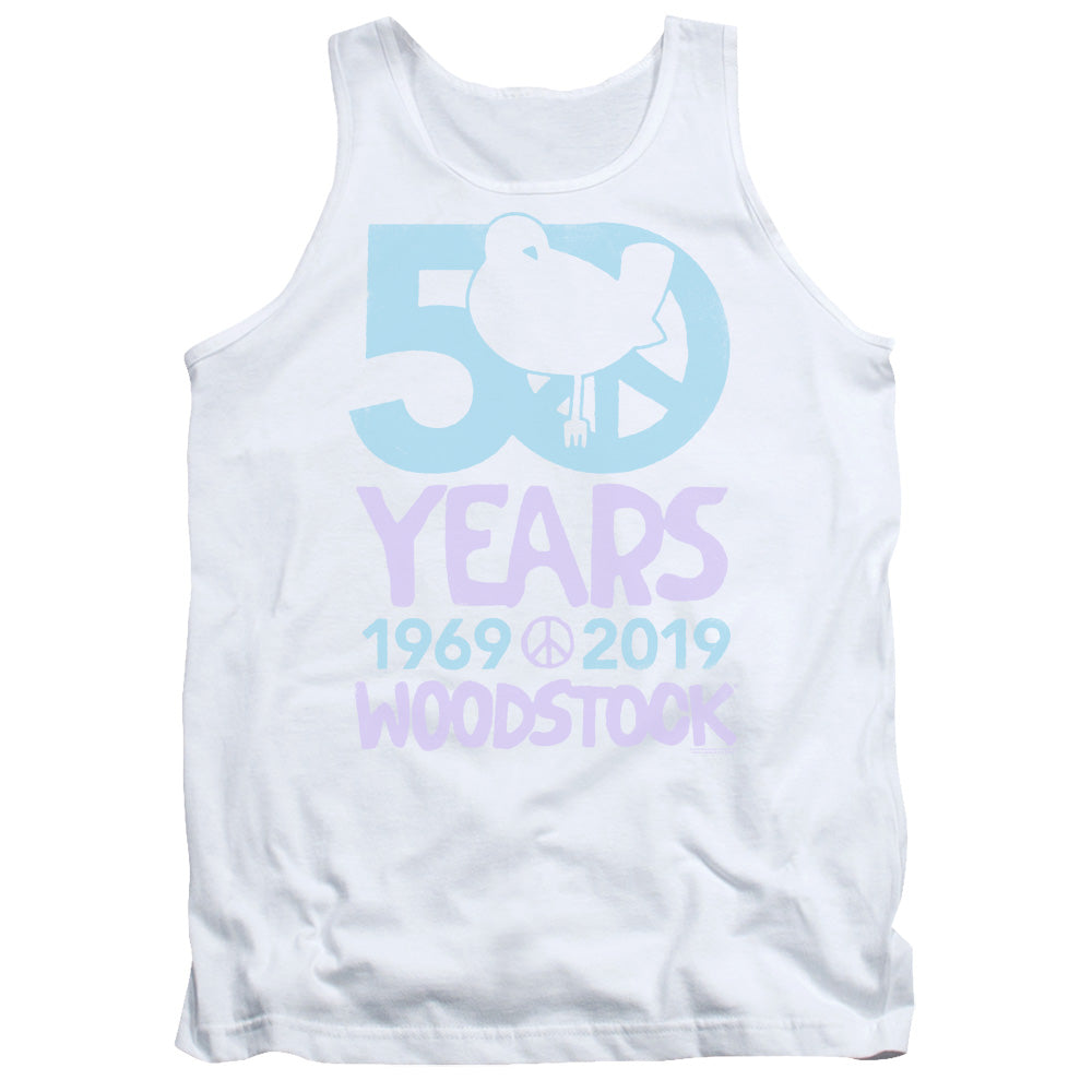 Woodstock 50 Simple Mens Tank Top Shirt White