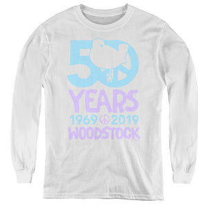 Woodstock 50 Simple Long Sleeve Kids Youth T Shirt White