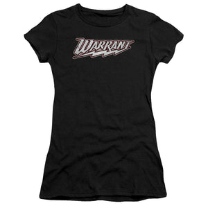 Warrant Logo Junior Sheer Cap Sleeve Womens T Shirt Black