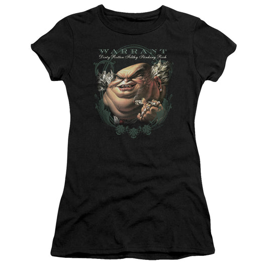 Warrant Stinking Rich Junior Sheer Cap Sleeve Womens T Shirt Black