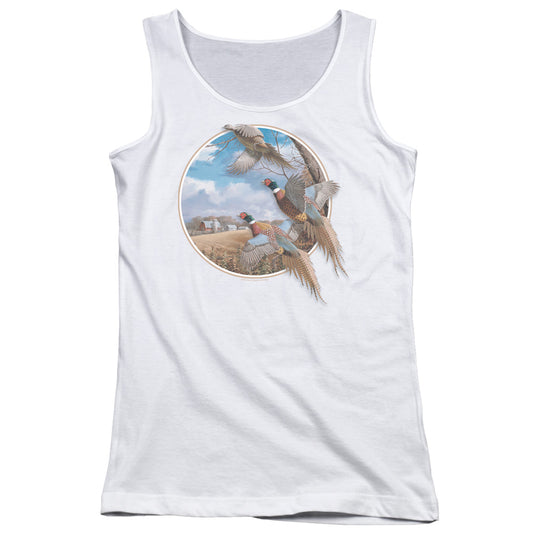 Wildlife October Memories Pheasants Womens Tank Top Shirt White