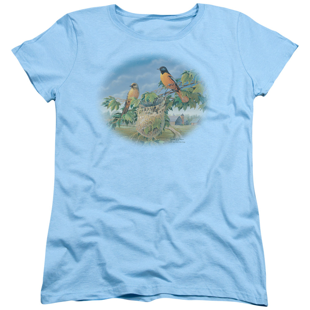 Wildlife Orioles And Farm Womens T Shirt Light Blue