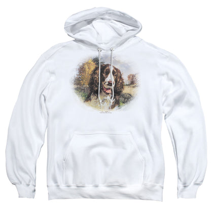 Wildlife Springer Spaniel Head Mens Hoodie White