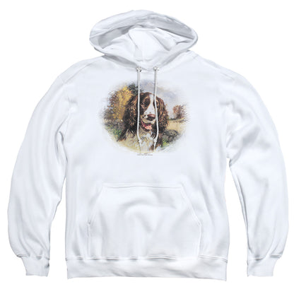 Wildlife Springer Spaniel Head Mens Hoodie White