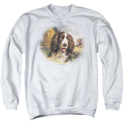 Wildlife Springer Spaniel Head Mens Crewneck Sweatshirt White