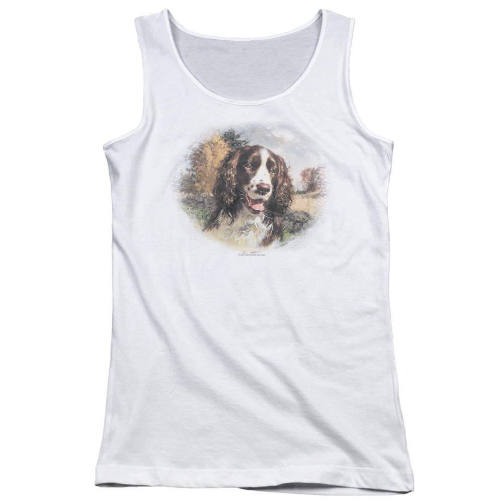 Wildlife Springer Spaniel Head Womens Tank Top Shirt White