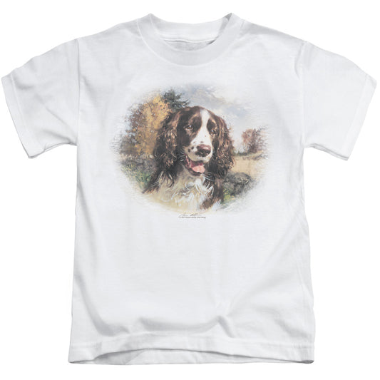 Wildlife Springer Spaniel Head Juvenile Kids Youth T Shirt White