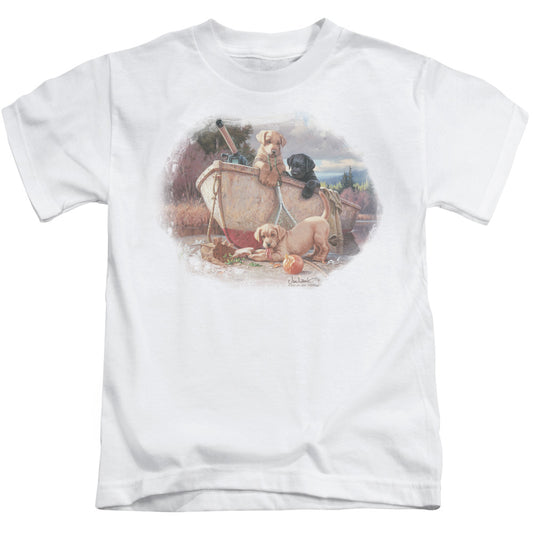 Wildlife Lunch Break Lab Pups Juvenile Kids Youth T Shirt White