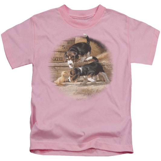 Wildlife Getting Acquainted Juvenile Kids Youth T Shirt Pink