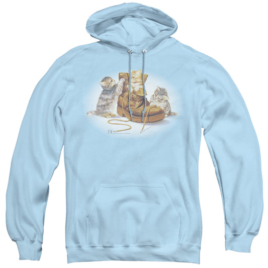 Wildlife Playful Kittens Mens Hoodie Light Blue