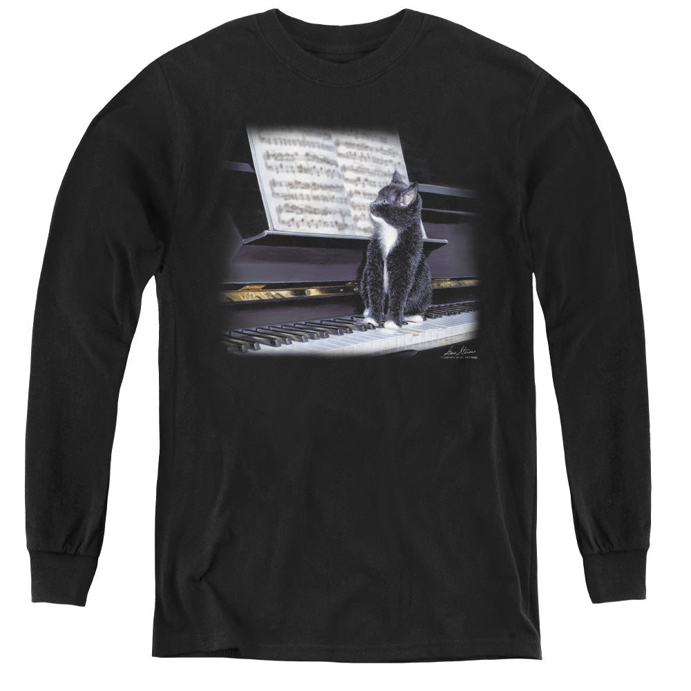 Wildlife Kitten On The Keys Long Sleeve Kids Youth T Shirt Black