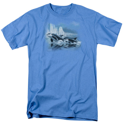 Wildlife Glaciers Edge Orcas Mens T Shirt Carolina Blue Officially Licensed